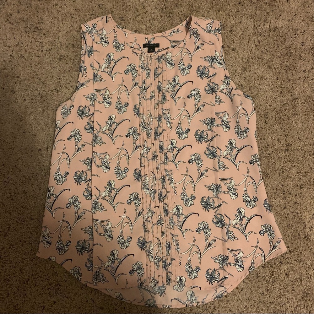 Ann Taylor blush and navy blouse